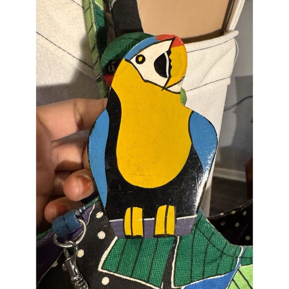 VTG Large tote bag with zipper, Coin Purse with Tucan Parrott's Vacation Beach - Picture 12 of 12